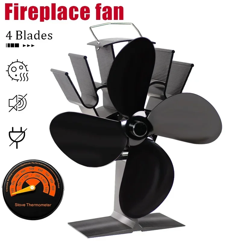 Stove Fan Heat Powered 4 Blade - 4 Blade Heat Powered Stove Fan