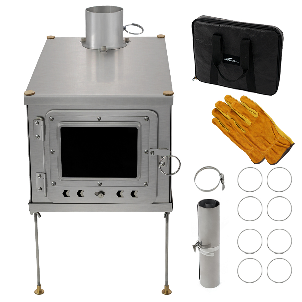 Titanium Folding Wood Stove Tent - Foldable titanium wood-burning stove lightweight compact