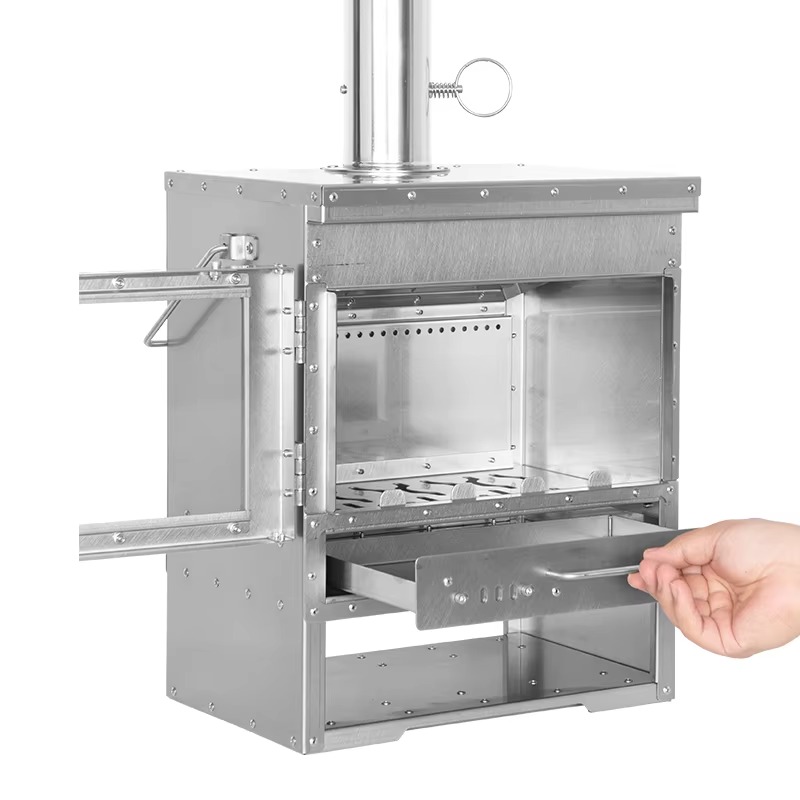 Titanium Wood Stove Glass Window - 2026 Outdoor Camping Titanium/Stainless Steel Secondary