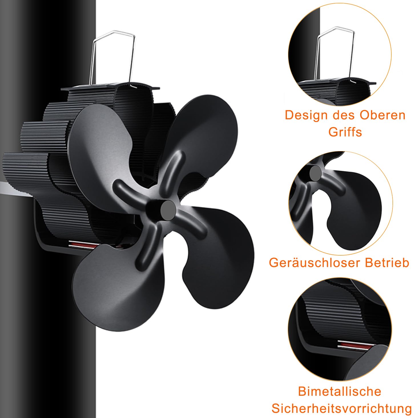 Magnetic Log Burner Fan 4 Blad - Stove Fan Heat Powered 4 Blade review and price