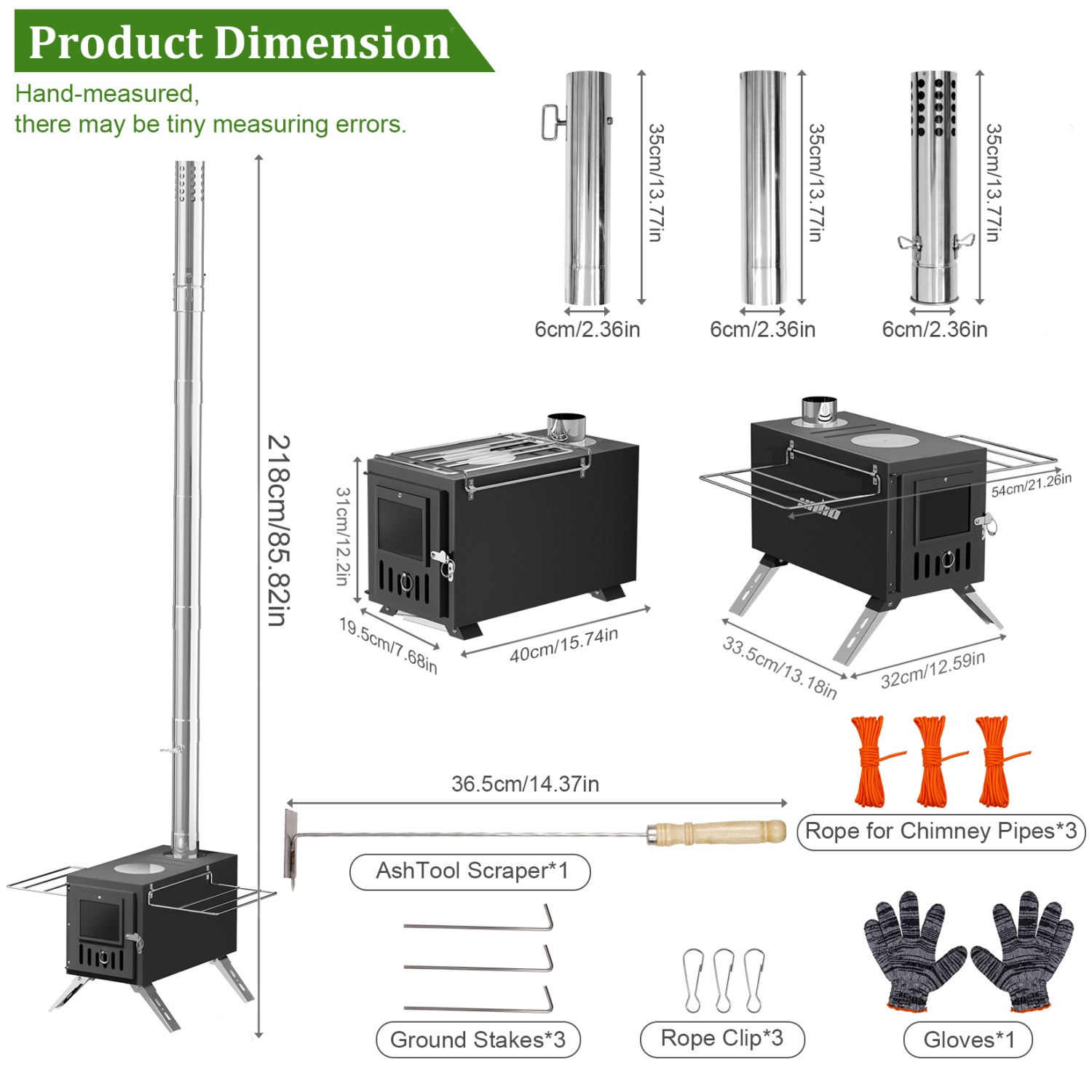 2 in 1 Portable Stainless Stee - Hot Tent Wood Stove With Chimney Pipe review and price