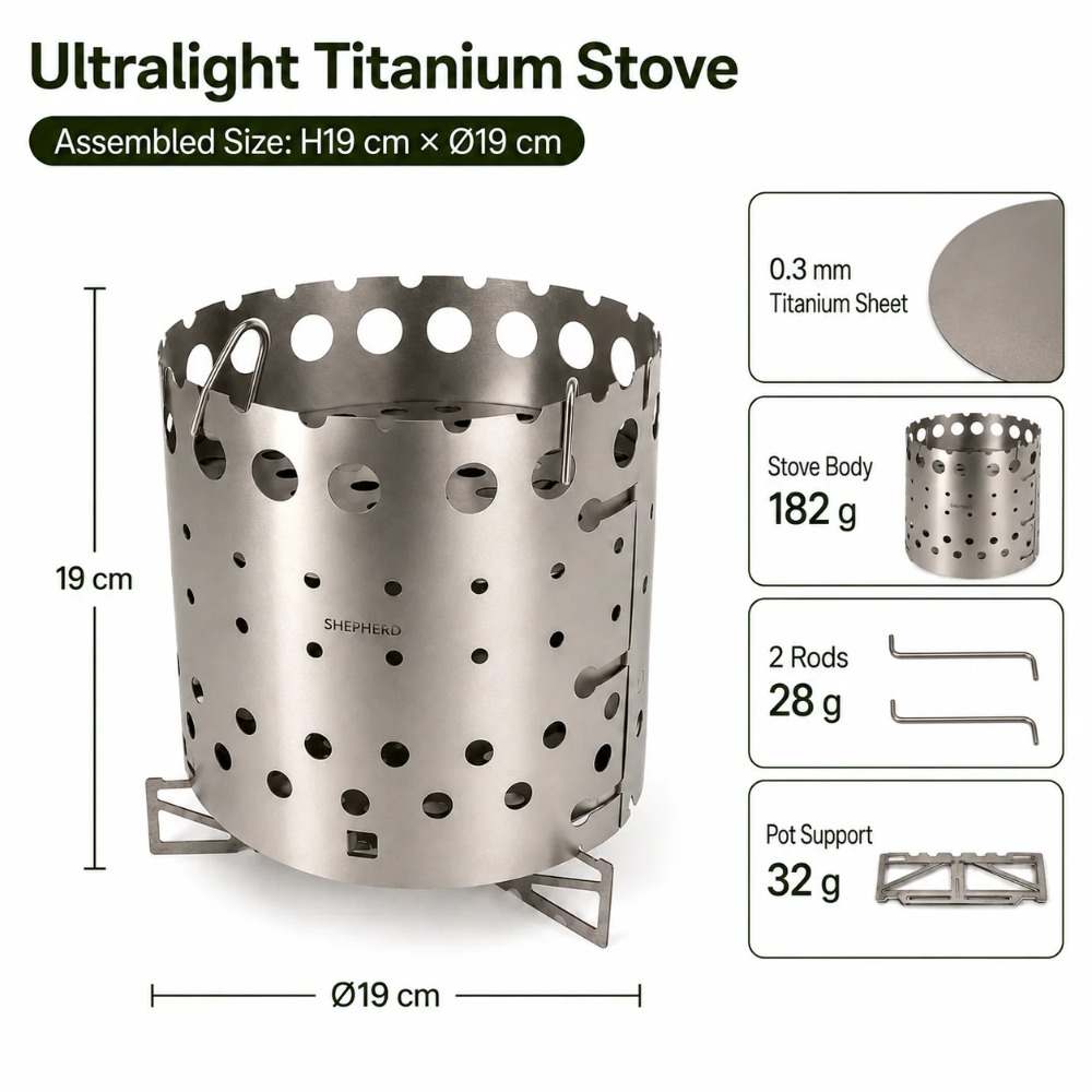 Ultralight TA1 Titanium Wood B - Ultralight Titanium Wood Stove Backpack review and price