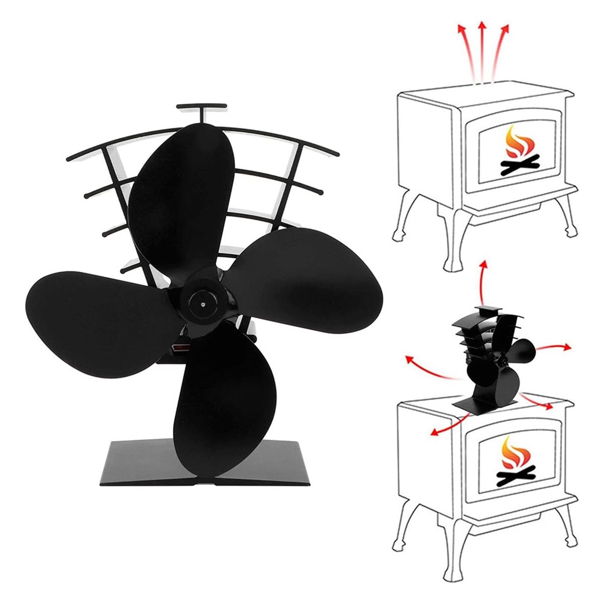 Wood Stove Fan Aluminum Withst - Stove Fan Heat Powered 4 Blade review and price