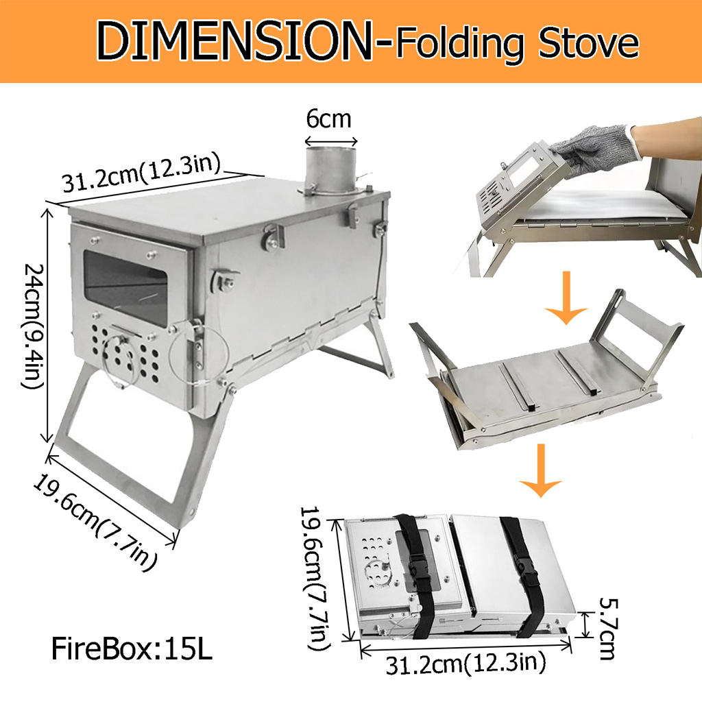 DANCHEL T2 Titanium Tent Stove - Titanium Folding Wood Stove Tent review and price