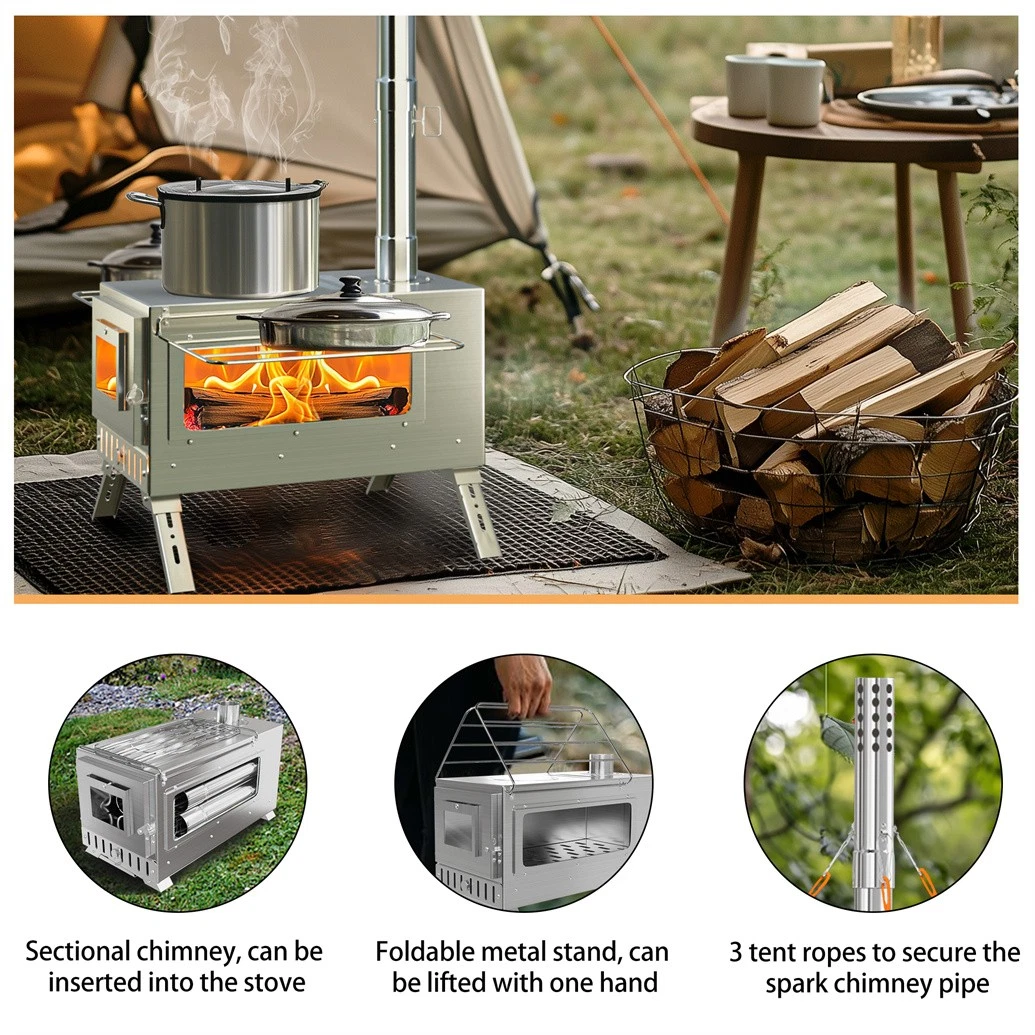 Hot Tent Stove, Stainless Stee - Hot Tent Wood Stove With Chimney Pipe review and price