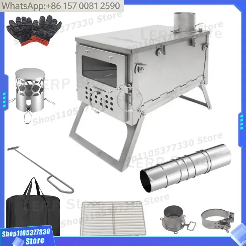 Stainless Steel Wood Burning S - Hot Tent Wood Stove With Chimney Pipe review and price